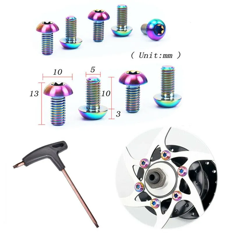 Hamulce rowerowe KRSEC 12 SZTUK MTB Disk Hamulce Rotor śruby / Boks T25 Torx Klucz Tytanowy Śruby rowerowe Części rowerowe