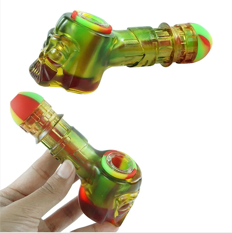 Tobacco Bongs Hand Pipes resin silicone smoking spoon pipe Hookah Unbreakable with glass bowl