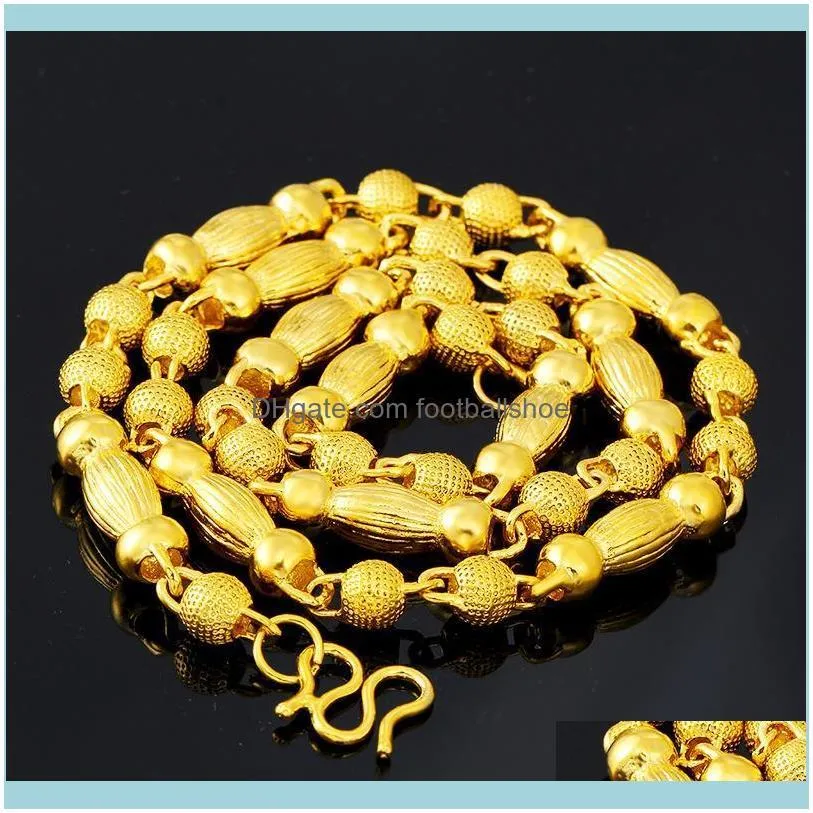 Vietnam Alluvial Gold Imitation Necklace Brass Solid MaCylindrical Jewelry Wholesale Chains