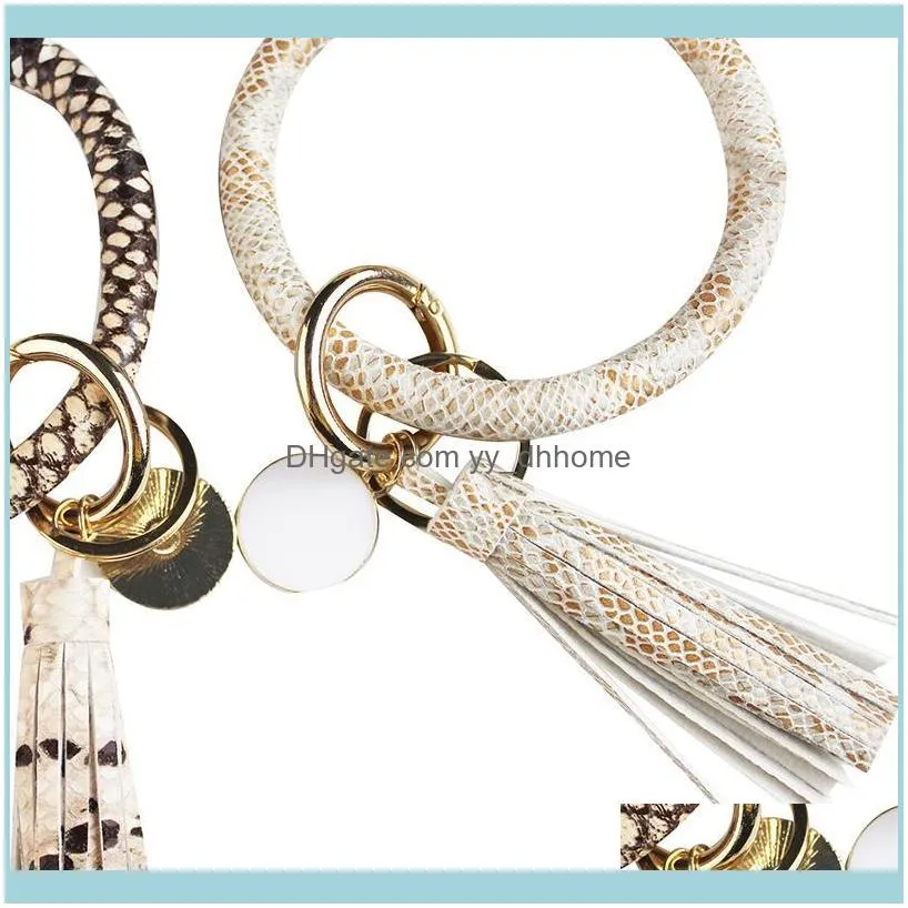 Link, Chain Creative Braided Printed Leather Cord Bracelet Tassel Keychain Oversize Hand Knit Wrap Keyring Pendant Wholesale