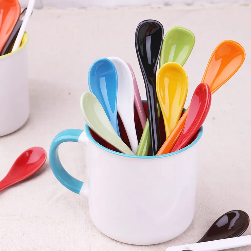 Kreskówka Kolorowa Ceramiczna Kawa Łyżka Latte Sugar Tea Deser Mieszanie Narzędzia Flatware 12 CM