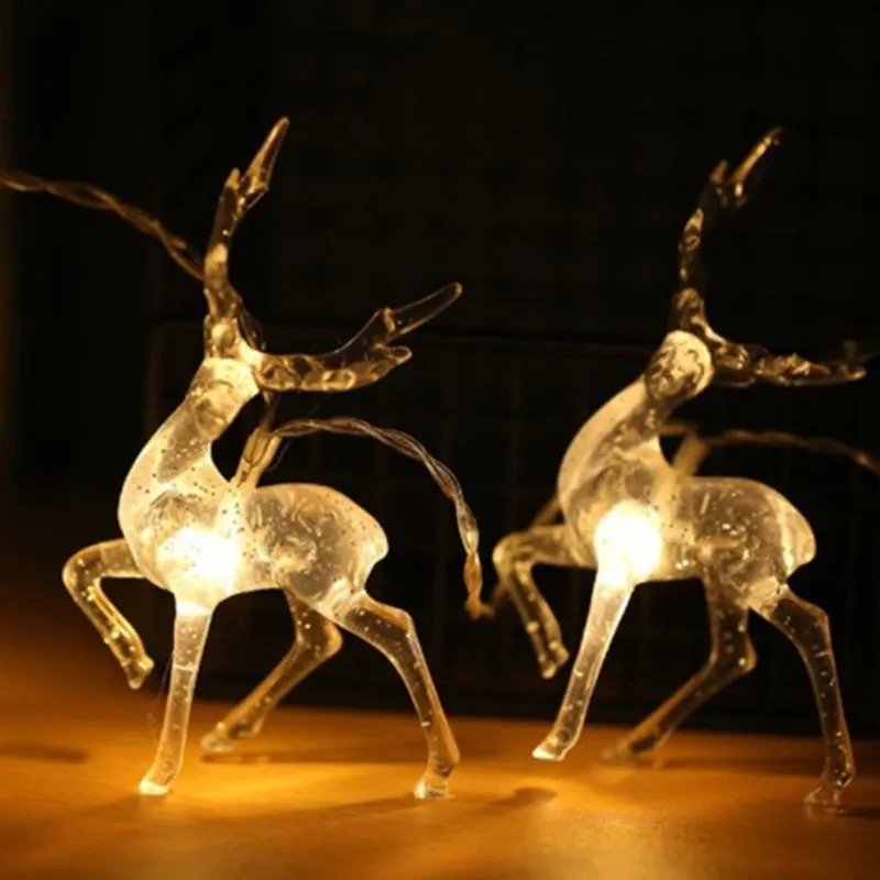 Deer LED String Light Reindeer Garland Star Lights for Home Holiday Festivais Ano de Strings de Decoração de Festa de Natal