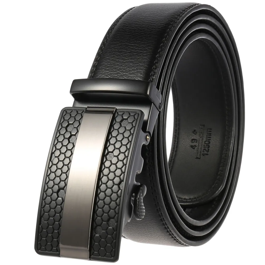 Ceinture en cuir à boucle automatique pour hommes, nouvelle mode noire classique Business, pour pantalons pour hommes