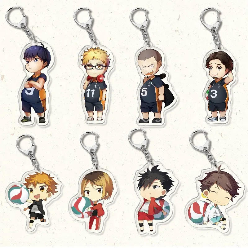 Haikyuu porte-clés acrylique volley-ball garçon Kingring Anime mignon dessin animé Shoyo Hinata porte-clés pendentif femmes accessoires Breloczek