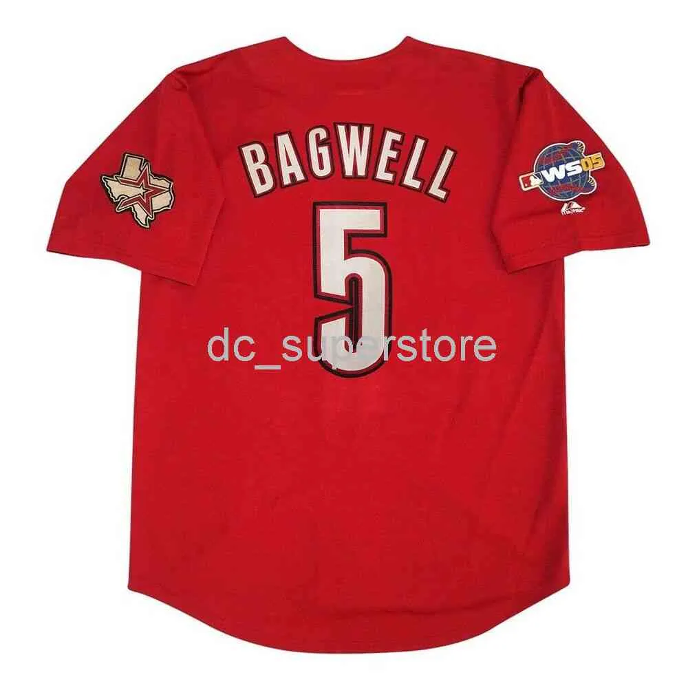 Cucito personalizzato Jeff Bagwell Houston Brick Red 2005 World Series Jersey Uomo Donna Maglia da baseball giovanile XS-6XL