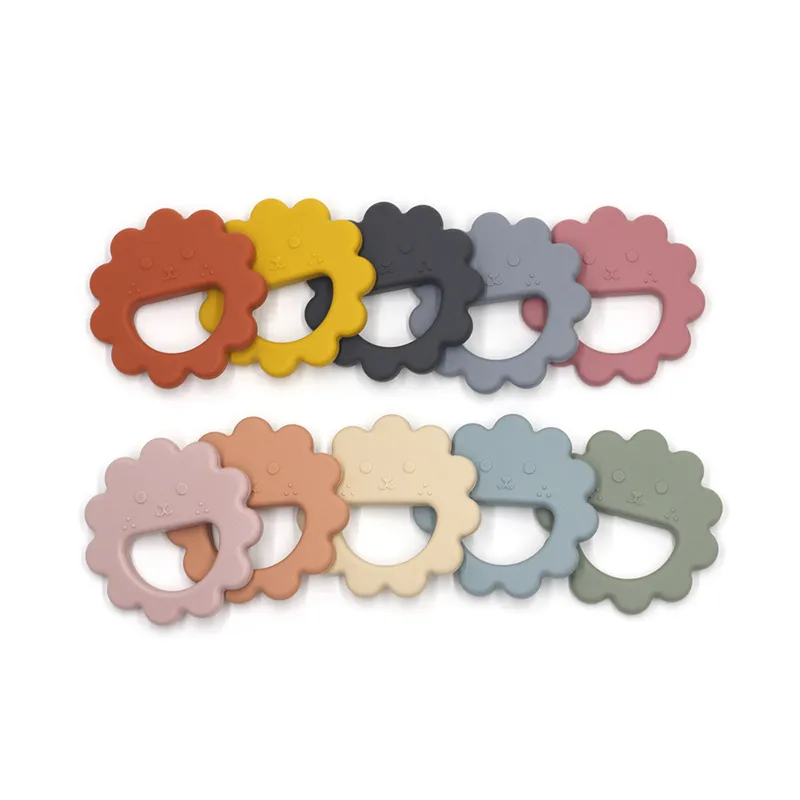 Sun Bear Teether Silicone Teething Toys BPA Free Chewable Baby Rings Nursery Accessory Infant Shower Gift Sold Color
