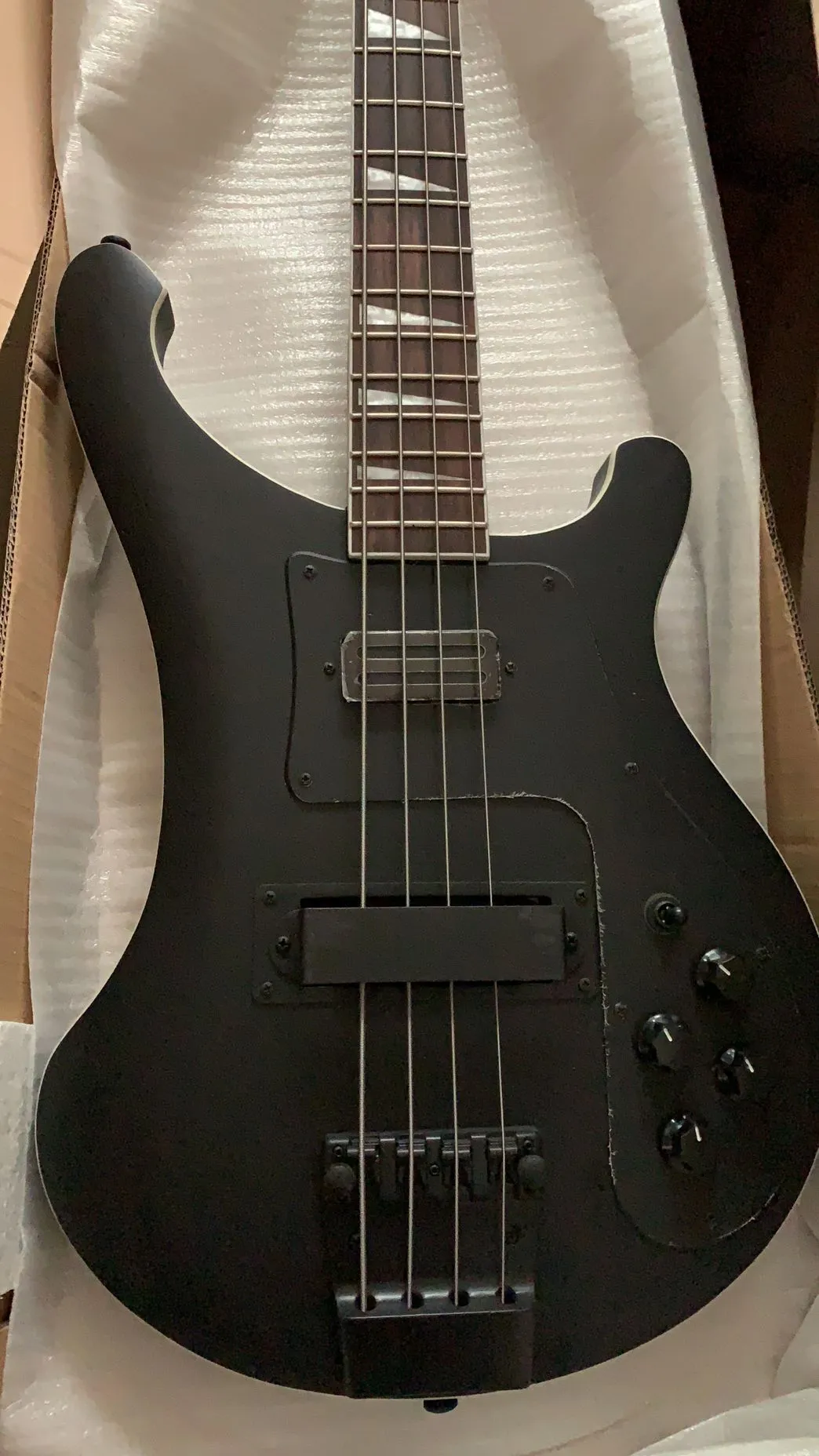 Custom 4 Strings Matte Black 4003 Electric Bass Guitar BlackHardware, Rosewood Fingerboard & Triangle Inlay