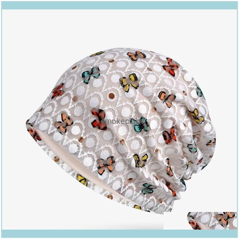 Beanies Lace Baotou Pregnant Women Hat Spring And Summer Ladies Breathable Butterfly Print Casual Fashion Korean Version Hood