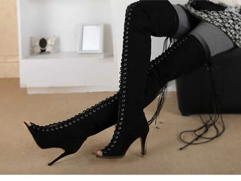 Criss cross thigh high boots hotsell