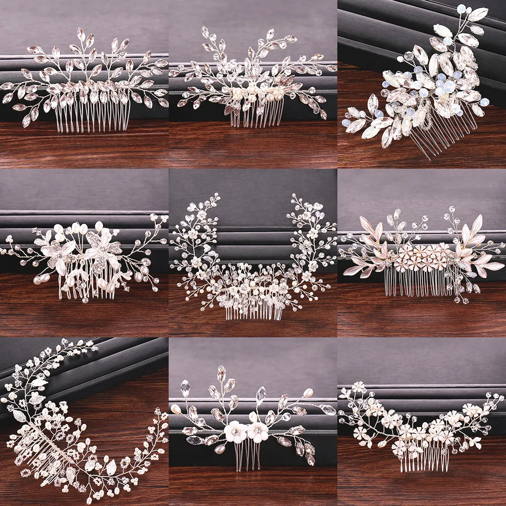 Rhinestone Akcesoria dla nowożeńców Bride Tiara Headpiece Pearl Ozdoby Wedding Hair Gener Głowy Biżuteria