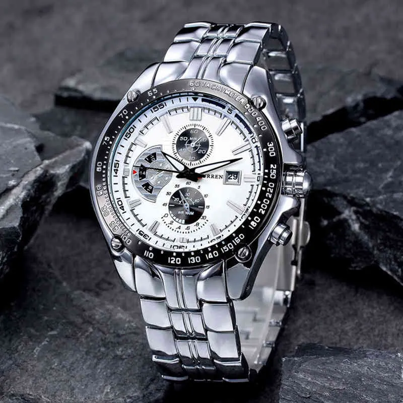 Curren Fashion Full Rvs Horloge voor Mannen Casual Leger Militaire Quartz Mannen Horloges Horloge Waterbestendig 30m 8083 Q0524