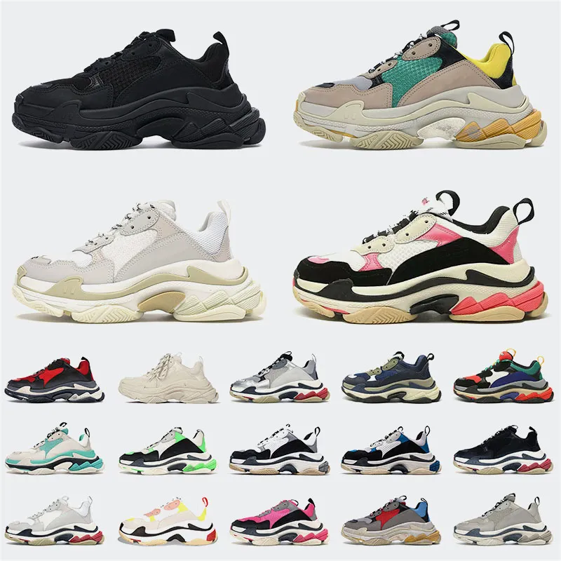 Balenciga Triple S Retro luxurys 디자이너 트리플 s 플랫 흰색 오프 캐주얼 파리 17 fw 신발 검은 핑크색 회색 남자 여성 크리스탈 하단 빈티지 플랫폼 운동화 스포츠 트레이너 야외