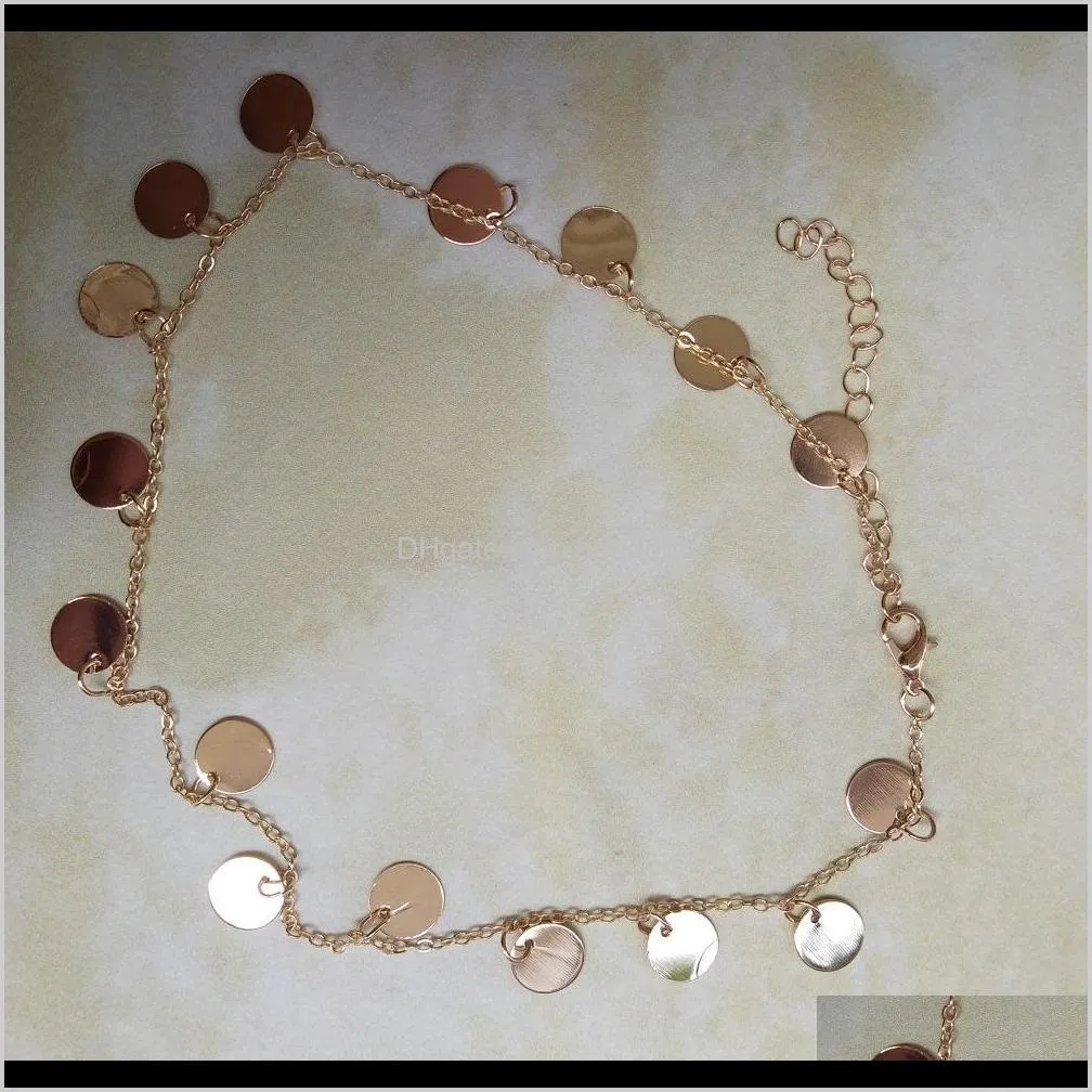 choker necklace disc pendant gold and silver color plated with metal chain for women necklace gift