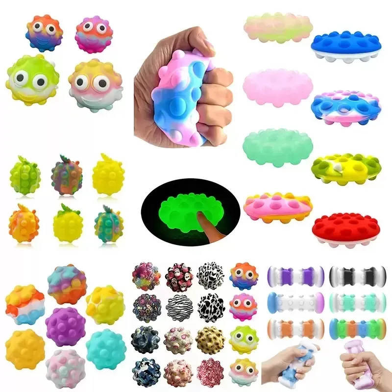 UPS 3D Push Bubble Decompression Ball Fidget Toys Silicone Anti-Stress Sensory Squeeze Squishy Toy Soulagement de l'anxiété pour enfants adultes cadeau en gros