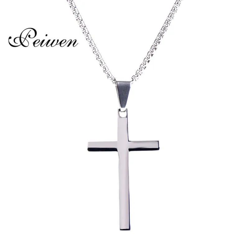 Pendentif Colliers Jésus Croix Collier Pour Hommes Femmes Boîte En Acier Inoxydable Chaînes Christian Crucifix Argent Couleur Chanceux Prière Bijoux Cadeau