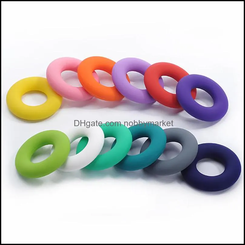 Silicone Donut Pendant 43mm Round Circle Silicone Teether Circle Ring Teething Beads for Making Silicone Necklace Pendant Jewelry Food