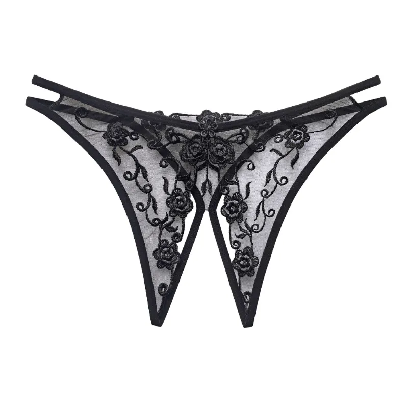 Sexy Femmes G-Strings Fleur Mesh Mesh Mesdames Transparentes T-arrière Dentelle G-String Femme Temption Thong Sex Sex Sous-vêtements Pantalons