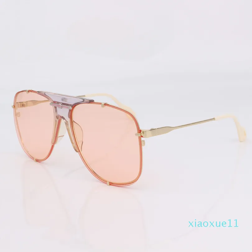 Luxe- kwaliteit Oversize Roze Square Pilot Eye Women Women Mode Merk Zonnebril Mannen Dragen Clear Sunglasses Lens. Met originele doos xvllw