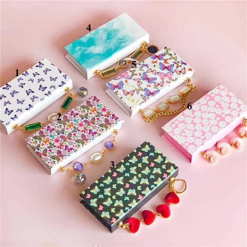 Newest Butterfly Design Mink Eyelash Box Bracelet Magnetic Case for Natural False Eyelashes Dramatic Fluffy 25mm Lashes Rectangle Packaging Boxes