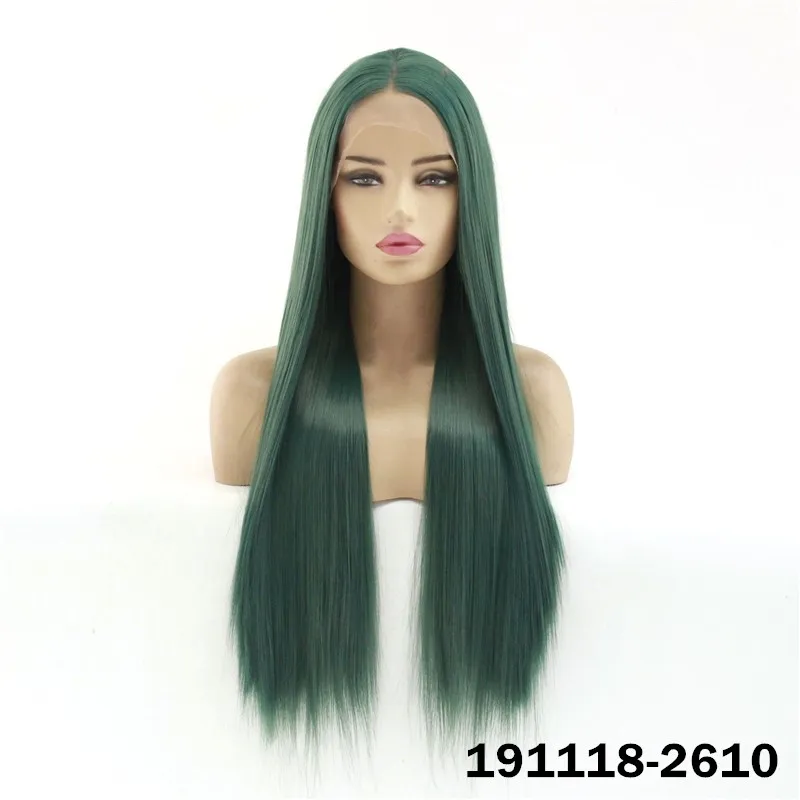 Synthetic Lacefrontal Wig Simulation Human Hair Lace Front Wigs 12~26 inches Silky Straight perruques 191118-2610