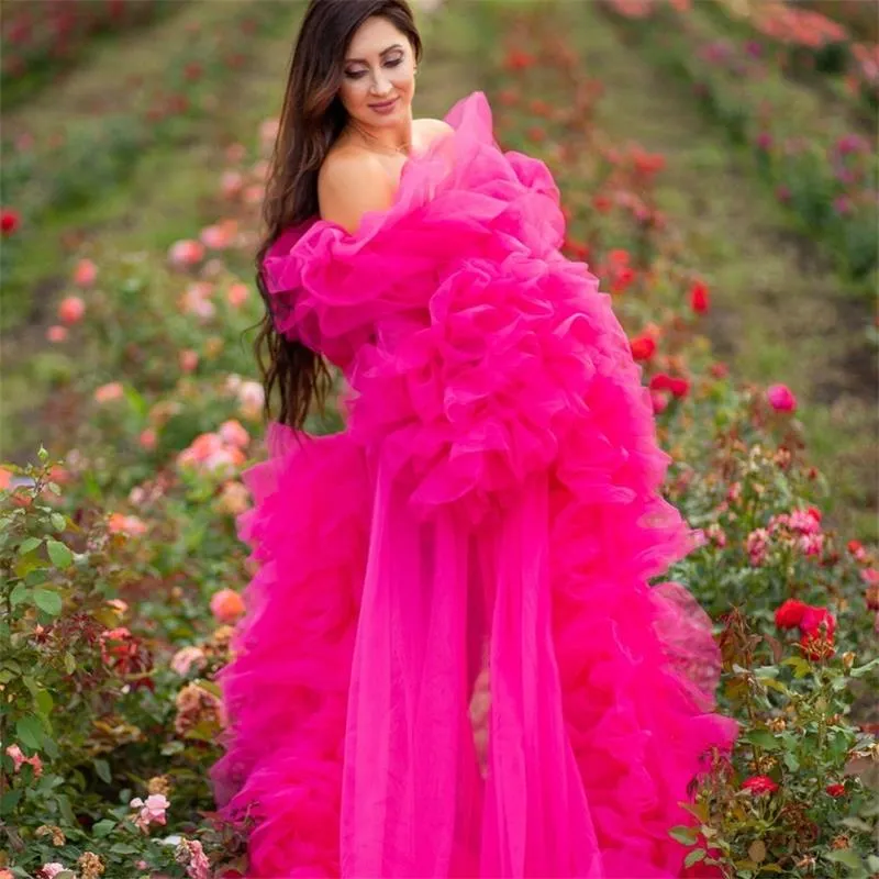 Niesamowite ruffles Prom Dresses Macierzyńskie szaty na fotografię Shoot Bridal Ciąża Suknie Dostosuj