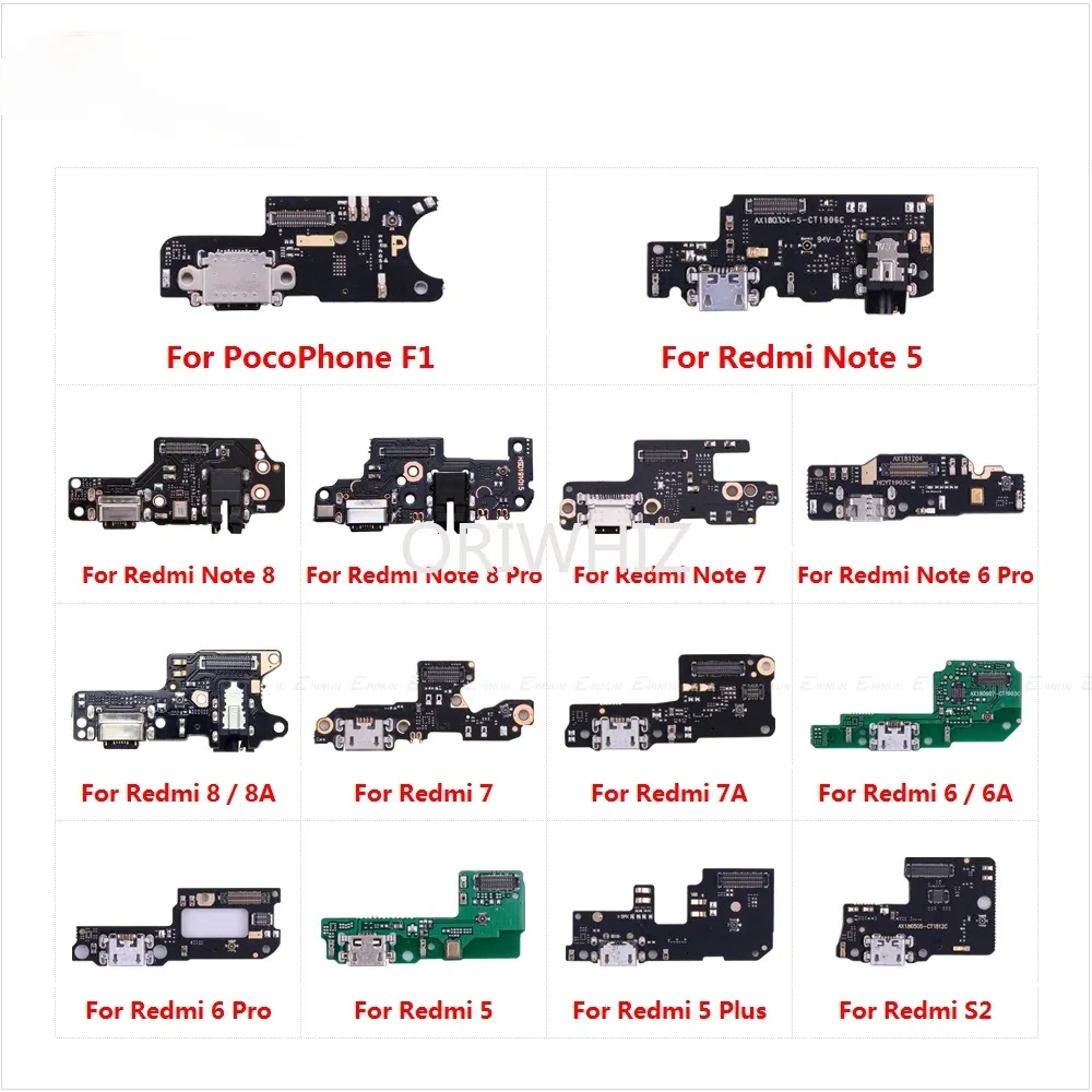 Porta di ricarica Connettore Parti della Scheda Cavo Della Flessione del Microfono Mic Per XiaoMi PocoPhone F1 Redmi Nota 8 8T 7 6 5 Pro Plus 8A 7A 6A S2