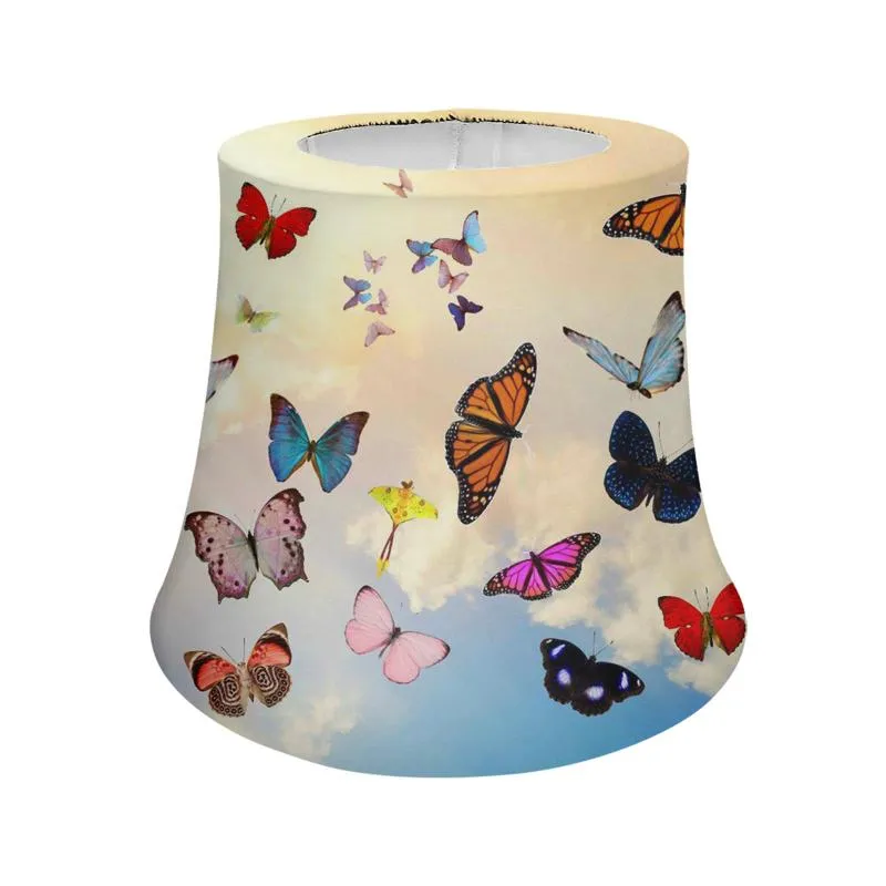 Lamp Covers & Shades Colorful Butterfly 3D Print Cloth Lampshade Cover Chandelier Shade Wall Table Dust