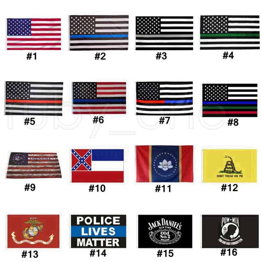 Home America Stars and Stripes Police Flags 2nd Poprawka Vintage Flaga Amerykańska Poliester USA Konfederacji Banery Rra7103