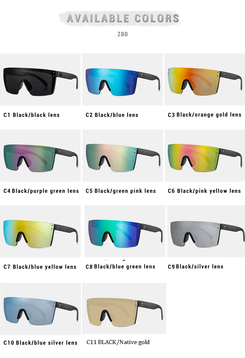2021 NEW luxury BRAND Mirrored Green lens heat wave Sunglasses men sport  goggle uv400 protection with case