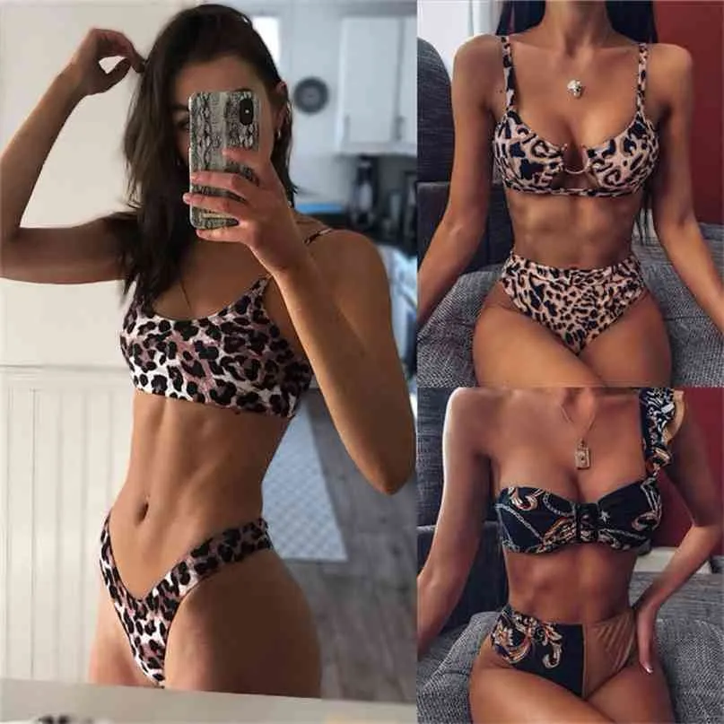 Sexy Leopard Bikinis Micro Bikini Set Push Up String Biquini High Cut Maillots de bain Femmes Mini Maillot de bain Femme Maillot de bain 210702