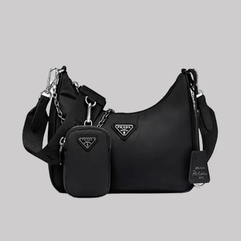 Prada three in one armpit bag women handbag nylon cloth portable chain Shoulder Messenger Bags purse