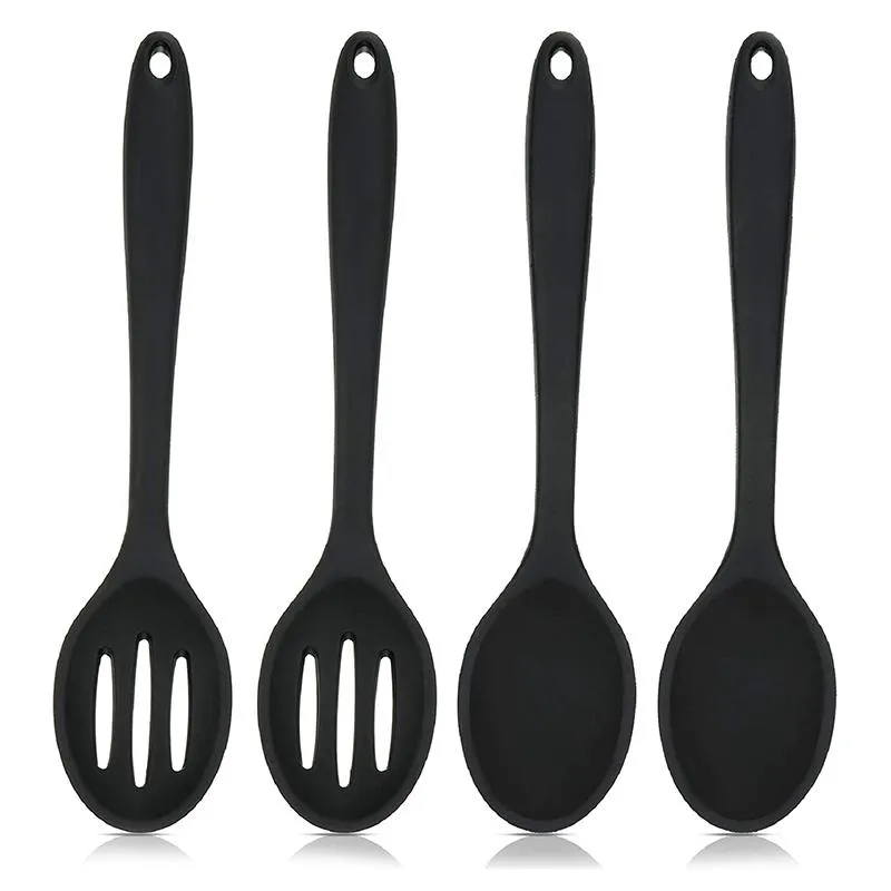 Lepels 4 stks Silicone NonStick Mixing en Sleuf Grote Serveer Lepel Hittebestendig