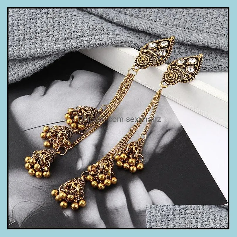 new style accessories female retro personality lantern chain tassel earrings long elegant metal ball earrings