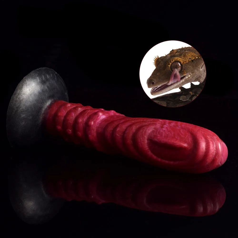 Massage N508 Long 20.7cm Lizard's Silicone Eye Anal Plug Sexleksaker för Kvinnor Djup 18.5cm Onani Massage Vagina Dildo Sugkopp