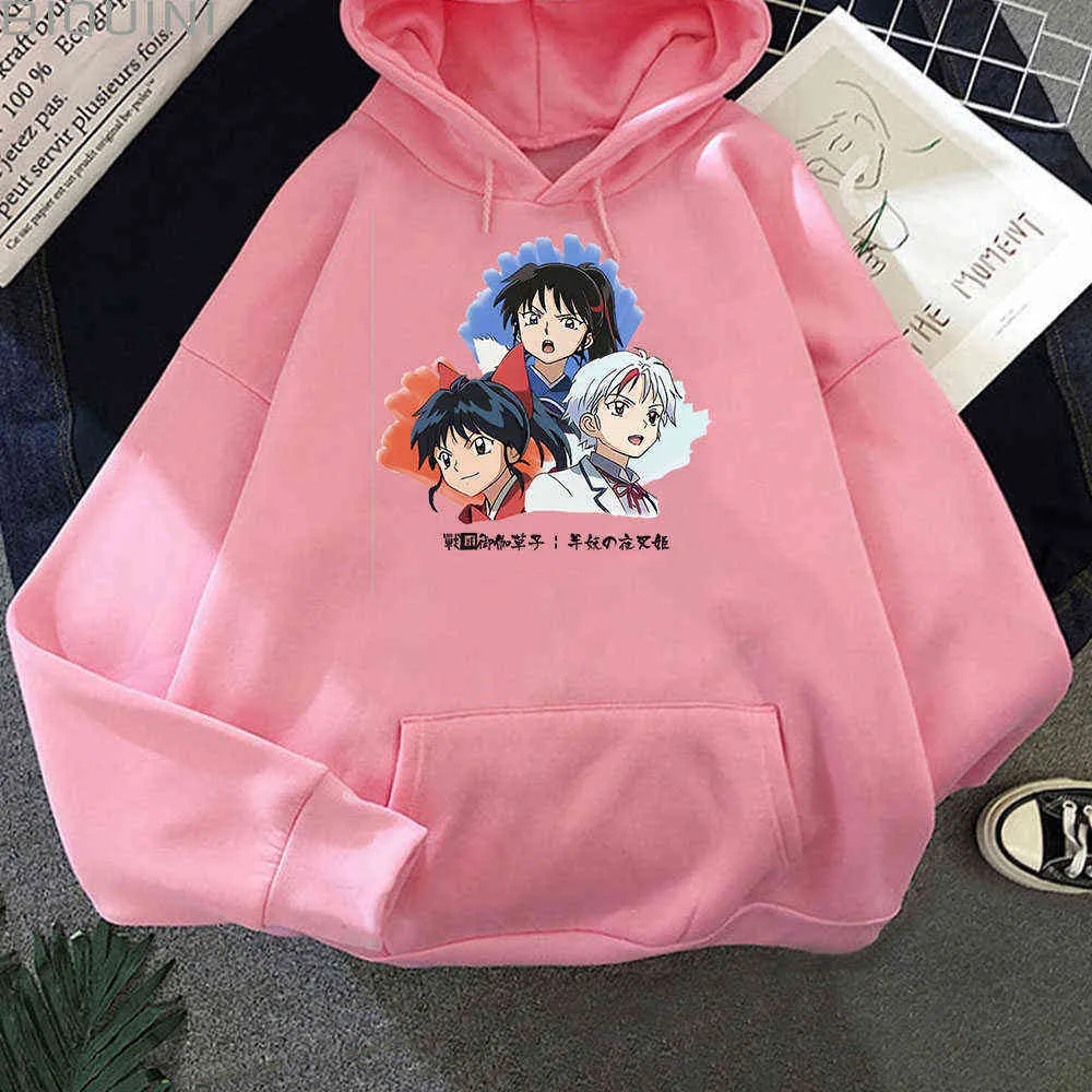 Anime Hoodies Frauen Yashahime Prinzessin Halbdämon 90er Jahre Kawaii Ästhetische Kleidung Frühling/Herbst Lose Farben 12 Sweatshirts Koreanische Y0820