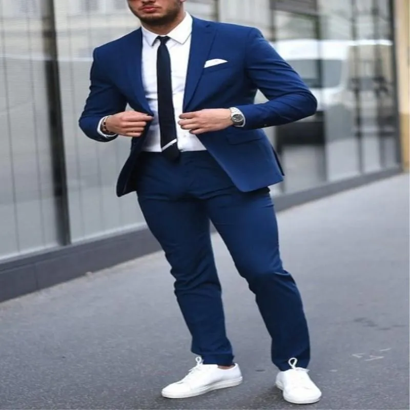 Ternos masculinos blazers 2021 2 peças mais recentes casaco de calças projetos casuais feitos sob encomenda feita para mens alojamento mosqueado lapel slim fit festa de festa