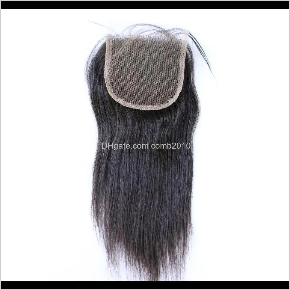 brazilian virgin hair straight 4*4 lace top closure middle part natural color can be dyed lace closure