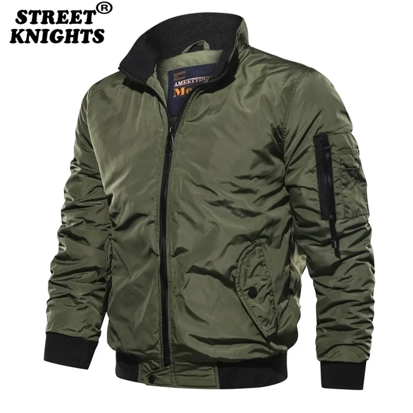 Mężczyźni Zimowa Kurtka Bombowiec Pilot Pilot Ciepłe Futro Collar Armii Tactical Fleece Drop 211214