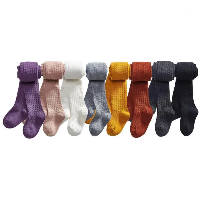 Footies 1pc Enfant Petites Grandes Filles Collants En Coton Aux Pieds Épais Câble D'hiver En Tricot Legging Enfants Enfants Pour Pantalons D'école Bottm 2t 3t 4t