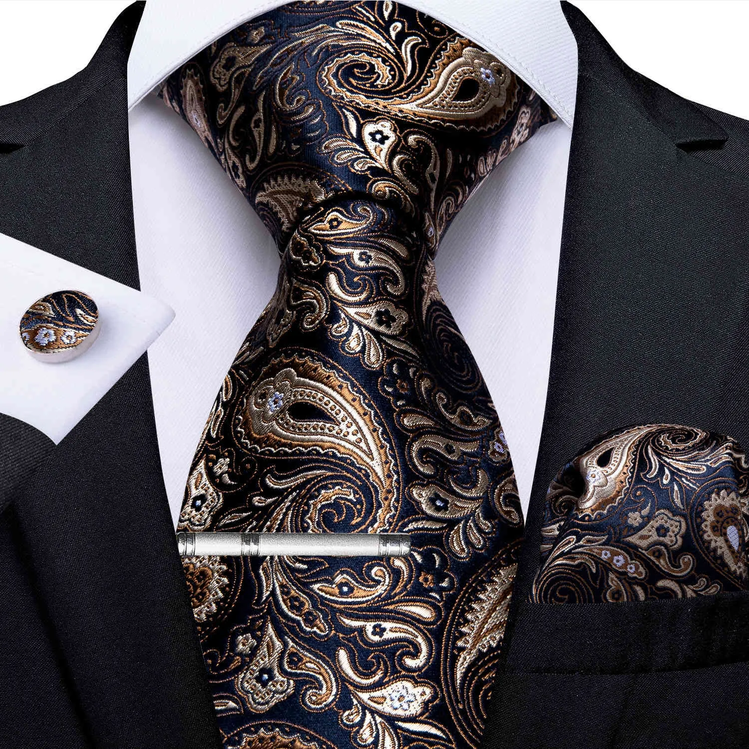 S Luksusowe Paisley 100% Jedwab Necktie Chusteczka Męska Prezent Biznes Ślub Cravat Neckwers Krawat Drop