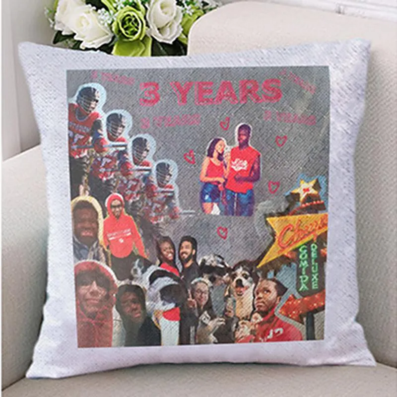 DHL Free Ship 40*40cm DIY Sublimation Blank Sequin Pillow Case Creativity Fashion Pillowcase Decoration Gift Pillowslip