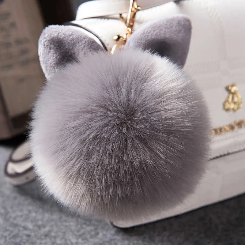 2020 Pelliccia Pompon Catena Chiave Finta Pelliccia di Coniglio Palla Portachiavi Porte Clef Pom Fluffy Bag Charms Bunny Pendenti Portachiavi Portachiavi G1019