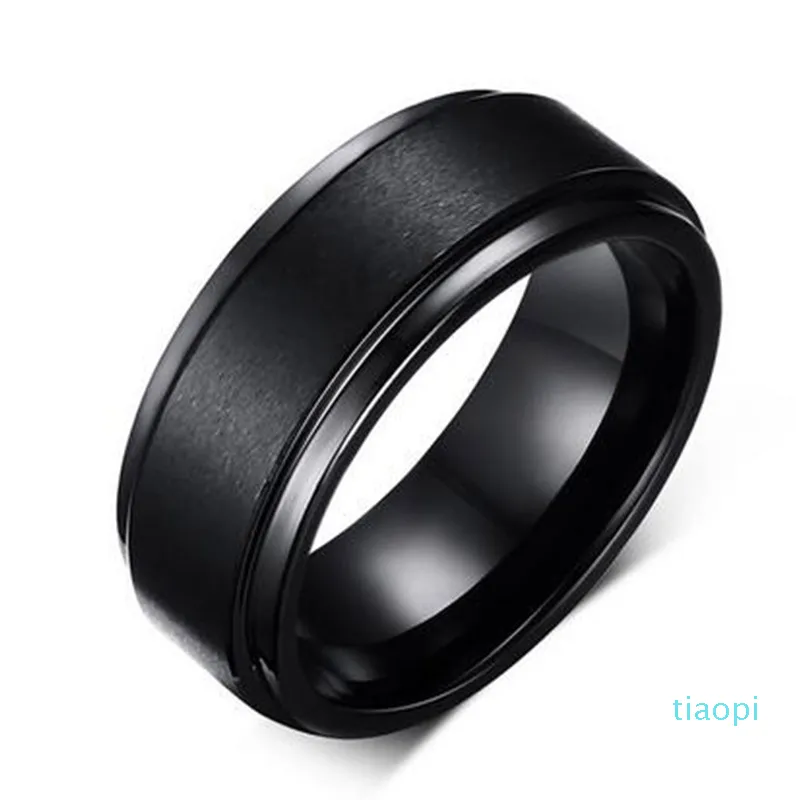 Mens 8mm SE RIWedding Band Noir Pur Carbure Tungstène Bague de Fiançailles pour Hommes bijoux