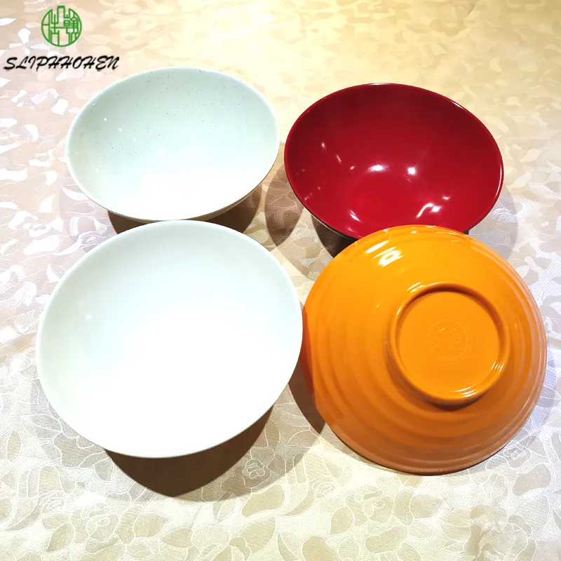 6.6/7.6/8.5 Inch Cone-Shape Ring Stripe Noodles Bowls A5 Melamine Imitation Porcelain Restaurant Tableware Household Environment Protection Dinnerware