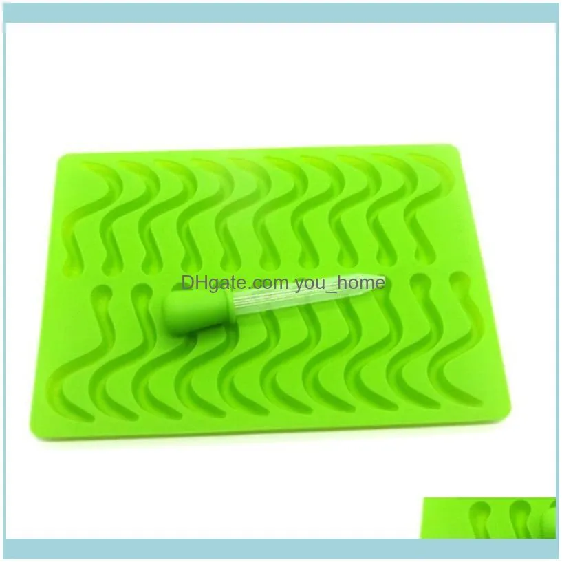 2019 Trending Amazon Gummy Worm Snake Shape Jelly Chocolate Candy Cake Fishing Lure Silicone Molds Ice Cube Trays with droppers