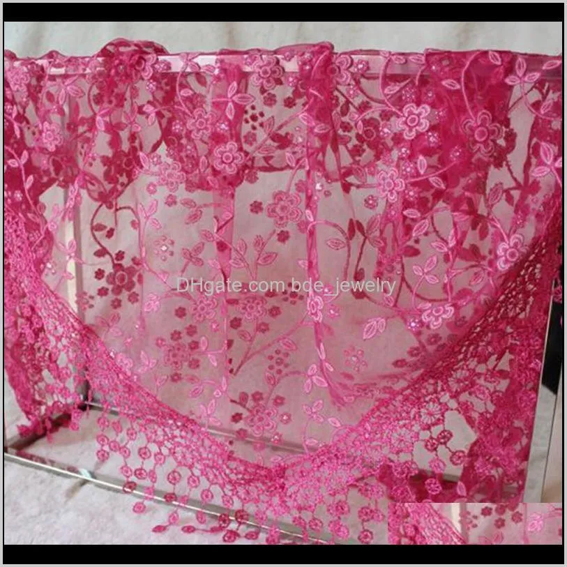 fashion women tassel lace grace ladies shawl work holiday solid color elegant hollow out printing width scarf scarves