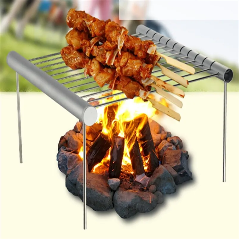 Aankomst Mini Pocket BBQ Grill Draagbare roestvrijstalen vouwbarbecue accessoires voor thuispark Gebruik 210423