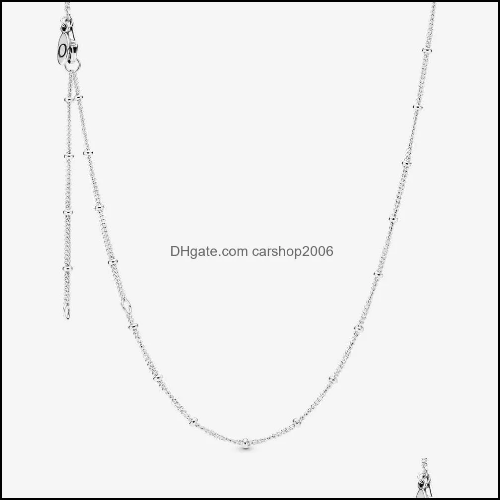 Catene Collane Pendenti Gioielli 100% 925 Sterling Sier Collana a catena con perline regolabile Adatta europea e ciondoli Moda Donna Matrimonio En