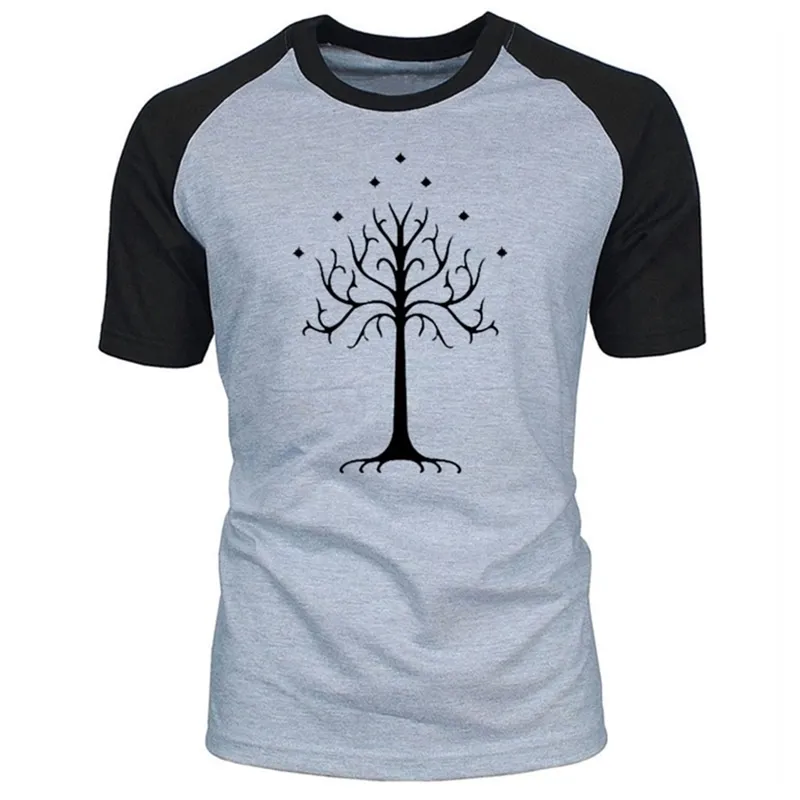 Verano The Hobbit Gondor White Tree Hombres Camiseta de manga corta Señor del anillo Top Moda Casual O-Cuello Camiseta de algodón Tallas grandes 210329