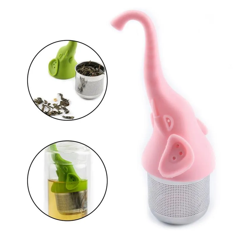 Tea Tools Stainless Steel Elephant Tea Infuser Silicone Strainer for Teas and Herbal Kitchen Gadges